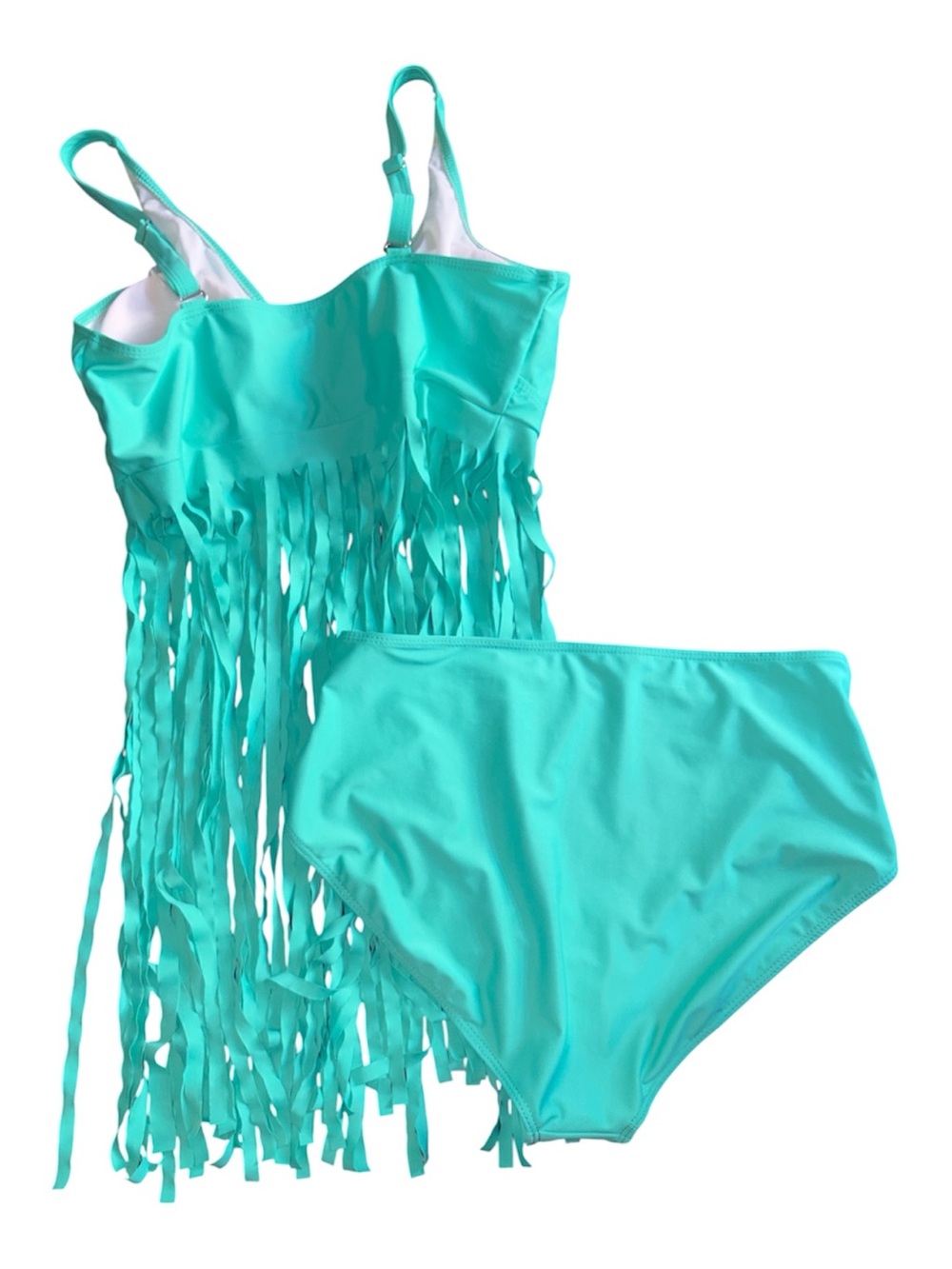 Fringed Two-Piece Swim Set - Turquoise large new - Picture 4 of 5
